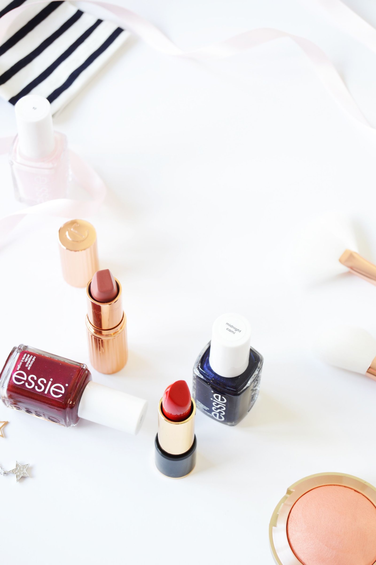How would you style Breton Stripes? Would you have a matching makeup trend or you would just keep everything minimal and casual? essie midnight cami and essie thigh high would be perfect nail polishes to pair with stripes.